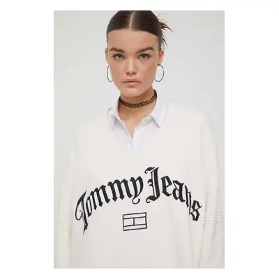 Tommy Jeans pulóver női, bézs