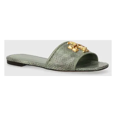 Tory Burch bőr papucs Eleanor Slide zöld, női, 155132.300