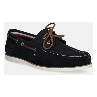 Tommy Hilfiger velúr mokaszin TH BOAT SHOE CORE SUEDE sötétkék, férfi, FM0FM05387