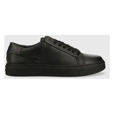 Calvin Klein bőr sportcipő LOW TOP LACE UP PB fekete, HM0HM01019