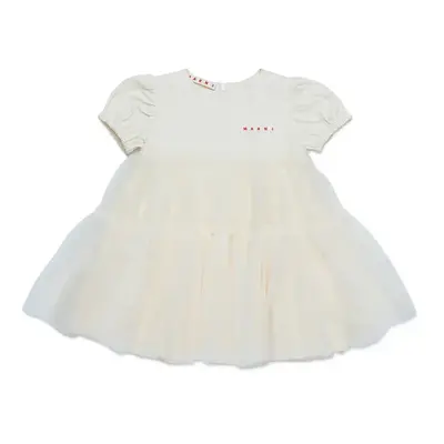 Marni baba pamut ruha MD294B DRESS bézs, mini, harang alakú, M01439