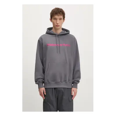 thisisneverthat pamut melegítőfelső T-Logo Hoodie szürke, férfi, nyomott mintás, kapucnis, TN243