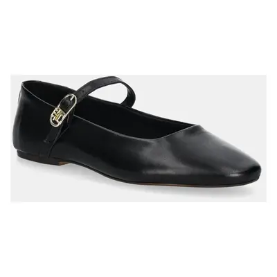 Tommy Hilfiger bőr balerina cipő LEATHER MARYJANE BALLERINA fekete, FW0FW08651