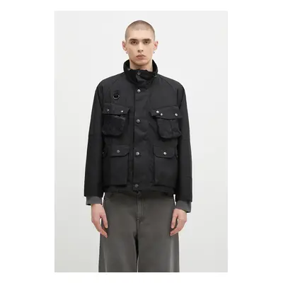 Barbour rövid kabát Modified Dryfly Wax Jacket férfi, fekete, átmeneti, oversize, MWX2337