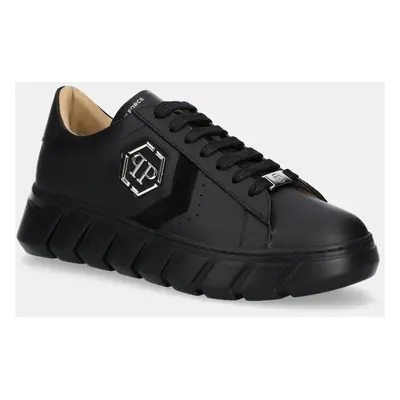 Philipp Plein bőr sportcipő Nappa Lo-Top Hexagon fekete, férfi, USC0698 PLE075N