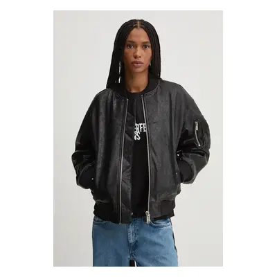 Karl Lagerfeld Jeans bomber dzseki női, fekete, átmeneti, 246J1501