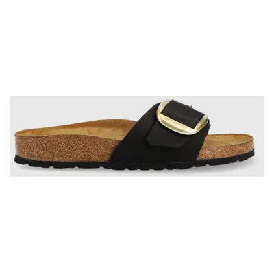 Birkenstock nubuk papucs Madrid Big Buckle fekete