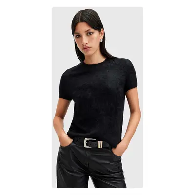 AllSaints gyapjú póló REBEL TEE fekete, W118KB