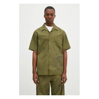 Maharishi pamut ing Dpm: Sparse Bonsai Camo Shirt férfi, zöld, regular, 5336.OLIVE