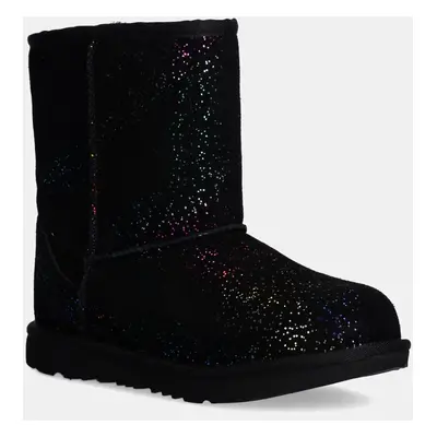 UGG gyerek hócipő velúrból KIDS CLASSIC II SHIMMER SKY fekete, 1157708K