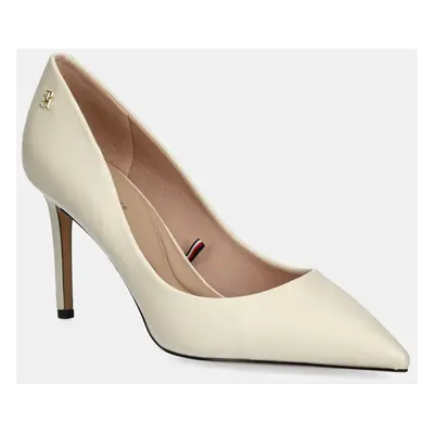 Tommy Hilfiger bőr tűsarkú ESSENTIAL POINTED PUMP bézs, FW0FW07533