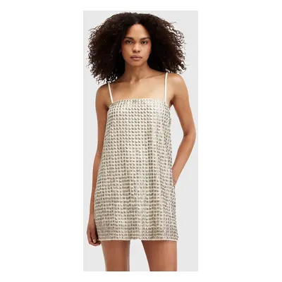 AllSaints ruha OPELINE EMB DRESS sárga, mini, egyenes, W008DA