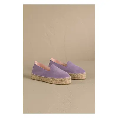 Manebi espadrilles velúrból Hamptons Double Sole Espadrilles lila, platformos, R 6.3 D0