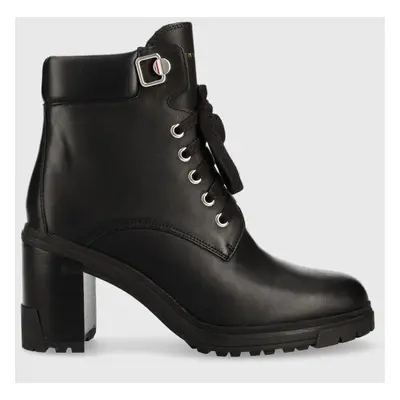 Tommy Hilfiger bokacsizma Outdoor Heel Lace Up Boot fekete, női, magassarkú