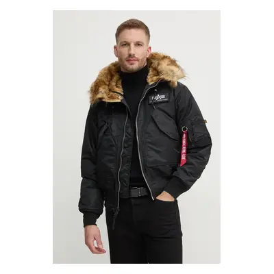 Alpha Industries rövid kabát 45P Hooded Custom férfi, fekete, téli