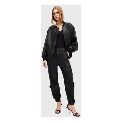 AllSaints nadrág HIMARI CARGO TROUSER női, fekete, közepes derékmagasságú cargo, W003TC