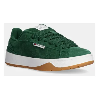 Tommy Jeans velúr sportcipő SKATE SNEAKER zöld, EN0EN02737