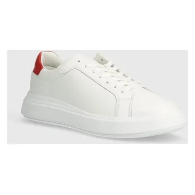 Calvin Klein bőr sportcipő LOW TOP LACE UP LTH fehér, HM0HM01016