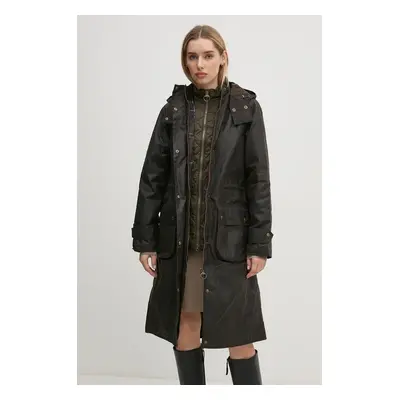 Barbour parka Long Cannich Wax női, zöld, átmeneti, LWX1264