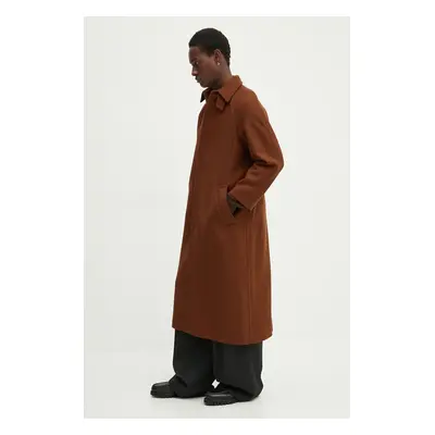 A.P.C. gyapjúkabát manteau gaia barna, átmeneti, oversize, WVBDE.F01533