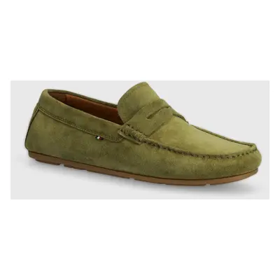 Tommy Hilfiger velúr mokaszin CASUAL SUEDE DRIVER zöld, férfi, FM0FM04998