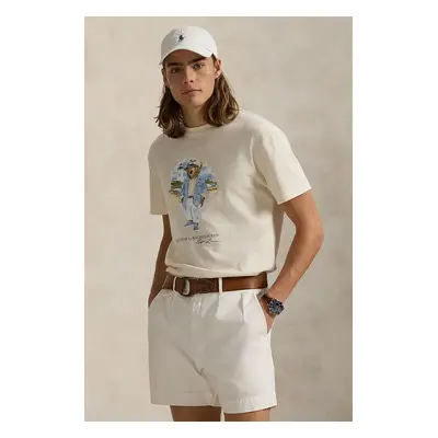 Polo Ralph Lauren pamut póló fehér, férfi, nyomott mintás