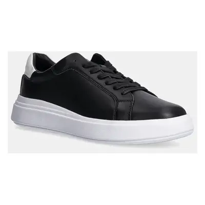 Calvin Klein bőr sportcipő LOW TOP LACE UP LTH fekete, HM0HM01016