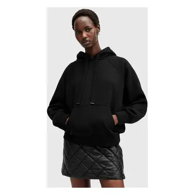 AllSaints pamut melegítőfelső TALON UNDRGRND HOODY fekete, női, nyomott mintás, kapucnis, W051JB