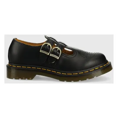 Dr. Martens bőr félcipő fekete, női, lapos talpú