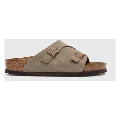 Birkenstock papucs velúrból szürke, női