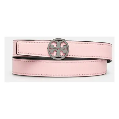 Tory Burch kifordítható bőröv Miller Smooth Reversible rózsaszín, női