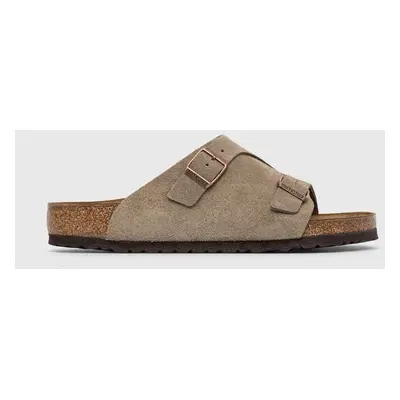 Birkenstock papucs velúrból szürke, férfi