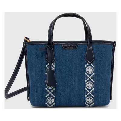 Tory Burch kézitáska Perry Denim Triple-Compartment Small sötétkék, 154619.426