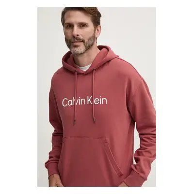 Calvin Klein pamut melegítőfelső lila, férfi, nyomott mintás, kapucnis