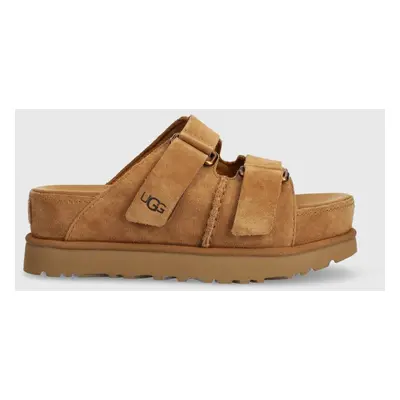 UGG papucs velúrból Goldenstar Hi Slide barna, női, platformos