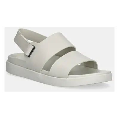 Calvin Klein bőr szandál FLAT ADJ SANDAL EYELET szürke, női, HW0HW02488