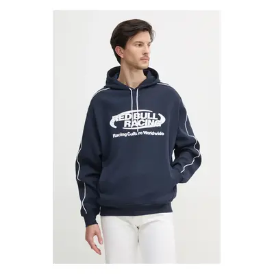 Red Bull Racing x Pepe Jeans felső LOGO PIPING HOODY sötétkék, férfi, nyomott mintás, kapucnis, 