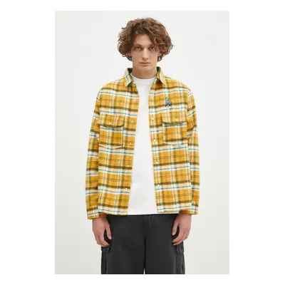 ICECREAM ing Flannel Overshirt férfi, galléros, sárga, relaxed, IC24319