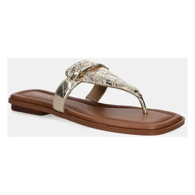 MICHAEL Michael Kors bőr flip-flop Lena sárga, női, lapos talpú, 40R5LEFS1M.740