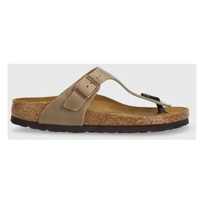 Birkenstock bőr flip-flop Gizeh barna, női, lapos talpú