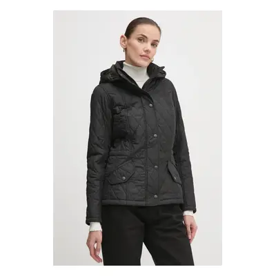 Barbour rövid kabát Millfire Quilt női, fekete, átmeneti, LQU0665