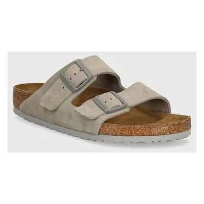 Birkenstock papucs velúrból Arizona szürke, férfi