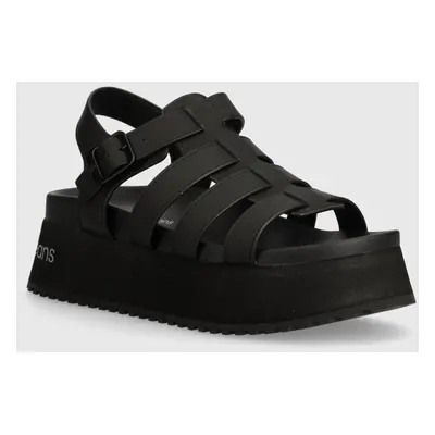 Calvin Klein Jeans szandál PLATFORM BUCKLE RUBBER MG MTL fekete, női, platformos, YW0YW01513