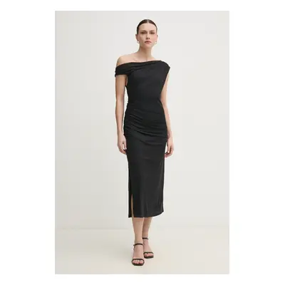 Dkny ruha fekete, midi, testhezálló, DD5M1H45