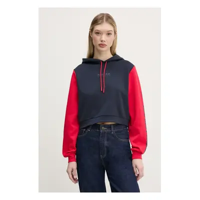 Red Bull Racing x Pepe Jeans felső COLOUR BLOCK HOODY sötétkék, női, nyomott mintás, kapucnis, R