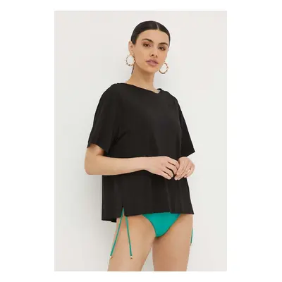 Max Mara Beachwear felső fekete, női, sima