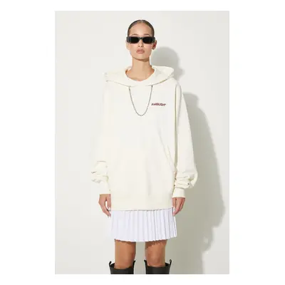 AMBUSH pamut melegítőfelső Ballchain Hoodie bézs, női, nyomott mintás, kapucnis, BWBB001F24FLE00