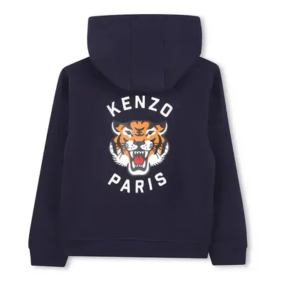 Kenzo Kids gyerek melegítőfelső pamutból sötétkék, sima, kapucnis, K61190