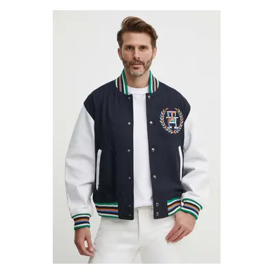 Tommy Hilfiger bomber dzseki férfi, sötétkék, átmeneti, oversize, MW0MW34475