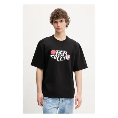 Fiorucci pamut póló Curly Lollipop Logo Boxy T-Shirt fekete, férfi, nyomott mintás, U02SPTSH103C